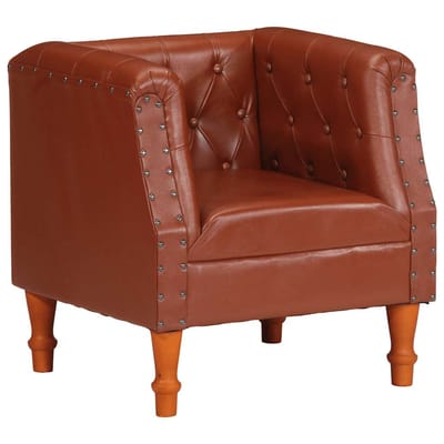 vidaXL - Fauteuil - echt - leer - bruin