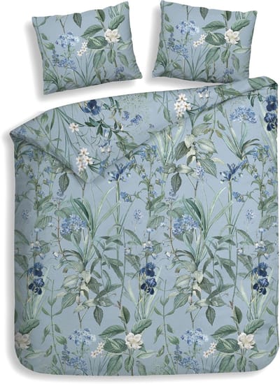 Heckettlane Dekbedovertrek Martina - Bedlinnen met Takken print - 200x200-220 cm - Tweepersoons - Blauw - Dekbedovertrek van 100% Katoen-Flanel