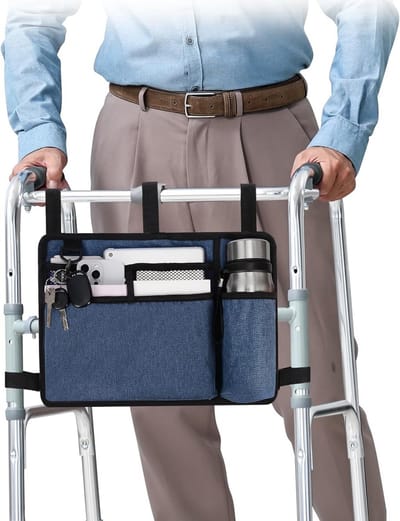 Accessoire Tas voor Rollator, Rolstoel en Loopkrukken - Handige Tas met Bekershouder - Waterdichte Ruime Tas voor Senioren