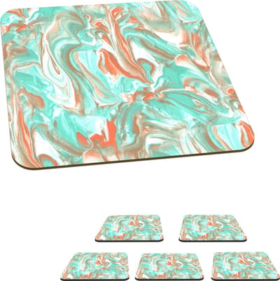 Onderzetters voor glazen - Marmer print - Neon - Patronen - Verf - 10x10 cm - Glasonderzetters - 6 stuks