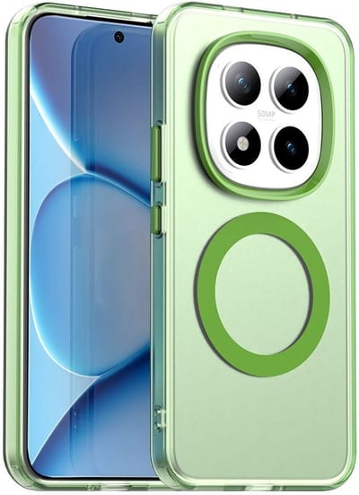 MagSafe Compatibel Backcover Hoesje Geschikt voor Xiaomi Redmi Note 15 Pro - Groen & Semi-Transparant Design - Stijlvol & Goede Bescherming