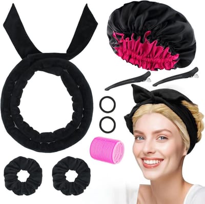 9 Delige Set Warmteloze Haarrollers Hoofdband | Zachte Velours Krulset Zonder Hitte