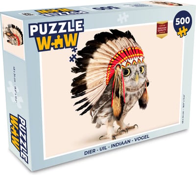 Puzzel Dier - Uil - Indiaan - Vogel - Legpuzzel - Puzzel 500 stukjes