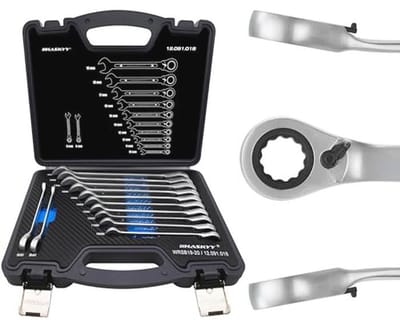 12-delige ratelsleutelset 8-19 mm met systeemkoffer en 15° werkhoek
