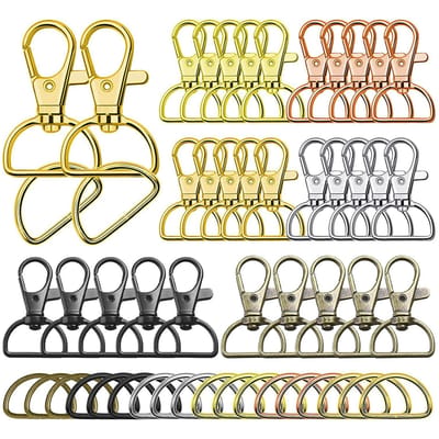 120pcs Porte-clés à mousqueton Rotatif en métal en forme de D Crochet pour cordon pour collier d'animal de compagnie, sac à dos, sac à main beige