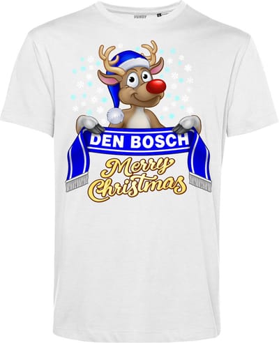 T-shirt Den Bosch | Foute Kersttrui Dames Heren | Kerstcadeau | FC Den Bosch supporter | Wit | maat XS