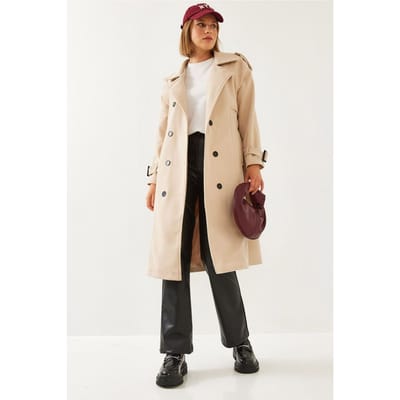 Tweed Lange Jas met Jacketkraag