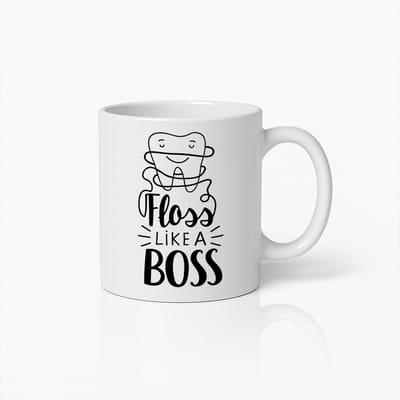 Tandarts Mok 330ml – “Flos Als een Baas” Grappig Tand Design – Humoristische Koffiekop Cadeau voor Tandartsen, Mondhygiënisten & Tandheelkunde Studenten