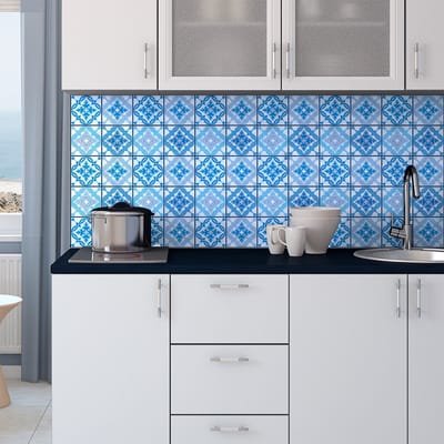 Zelfklevende tegelmuurstickers voor keuken en badkamer - 30 Ilya Azulejos tegelstickers - 30 stickers 20x20cm