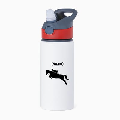 Hacebo® - Paardrijden met eigen naam waterfles met rietje rood - Paardrijden - Paardrijder - Sport - water fles - 650ML