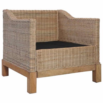vidaXL - Fauteuil - met - kussens - natuurlijk - rattan