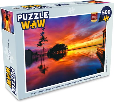 Puzzel Een kleurrijke zonsondergang bij Wailea Beach op het Amerikaanse Hawaii - Legpuzzel - Puzzel 500 stukjes