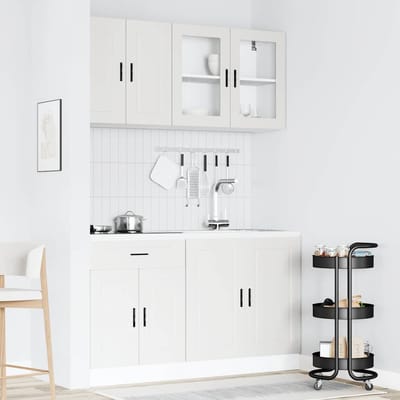 vidaXL - 4-delige - Keukenkastenset - Porto - bewerkt - hout - wit