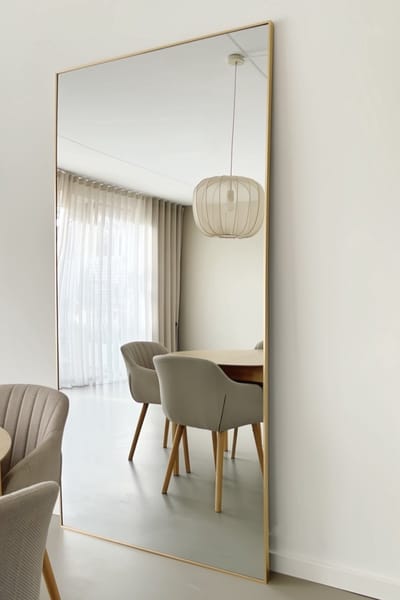 Nordic Style® Rechthoekige spiegel 215x110cm - Zacht Goud - Scandinavische Spiegels - Vierkant - Pas spiegel - Staande spiegel - Kleedkamer spiegel - Pas