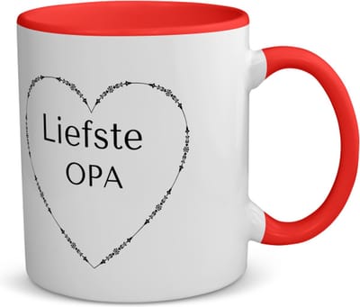 Akyol - liefste opa koffiemok - theemok - rood - Opa - de liefste opa - verjaardag - cadeautje voor opa - opa artikelen - kado - geschenk - 350 ML inhoud