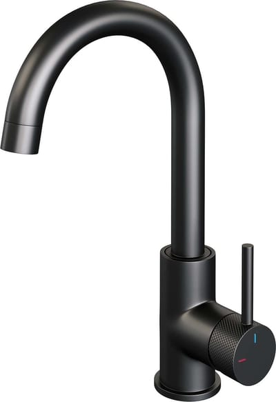 Brauer Black carving Wastafelmengkraan opbouw - hoog - draaibaar - hendel lang smal carving- mat zwart