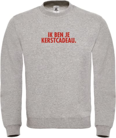 Foute kersttrui grijs XL - Ik ben je kerstcadeau - rood glitter - soBAD. | Kersttrui soBAD. | kerstsweaters volwassenen | kerst hoodie volwassenen | Kerst outfit | Foute kerst truien