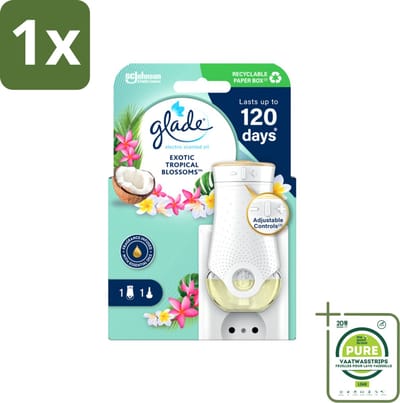 1 x Glade - Houder Elektrische Olie - Exotic Tropical Blossoms - Zonder Navulling - Luchtverfrisser - Geurverspreider - Glade Sense & Spray - Pure Clean Linen - Frisse Geur