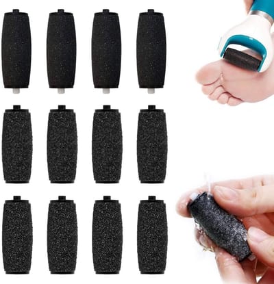Dailygoody - Reserverollen voetschrobberkop - Eeltverwijderaar - 12 stuks - Ruwe pedicurerollen - Perfect voor voeten - Inclusief 3 ruwe rollen