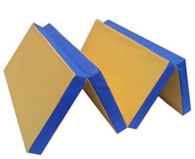 Opvouwbare Gymnastiekmat voor Thuis - 8 cm Dikke Zachte Fitnessmat voor Kinderen en Yoga - Afwasbare Sportmat (200 x 100 cm, Geel/Blauw)