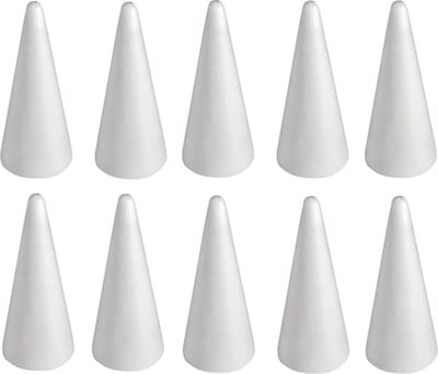 Piepschuim kegel - 10x - wit - H28 cm - styropor vormen - Hobby/DIY - knutselmateriaal - basis materiaal