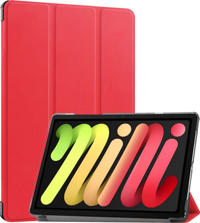 Hoes - Geschikt voor Apple iPad Mini 7 (2024) - 8.3 inch - 7e Generatie - Dun & Stevig - Trifold Bookcase - Hard Cover - Hardcover Book Case - Tablet Hoesje - Rood