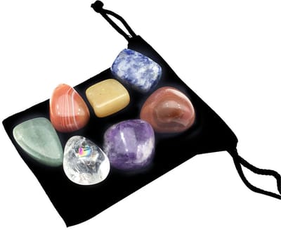 Dailygoods - 7-delige chakra-genezingskristallen set - Natuurlijke edelstenen voor angstverlichting - Ideaal voor meditatie en yoga - Positiviteit en...