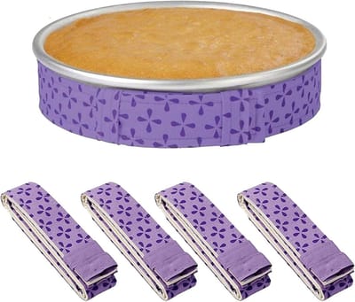 Bakstrips Set - Taartvorm Strips - Egale Taarten Bakken - Super Absorberend Katoen - 4 Delig - Paars
