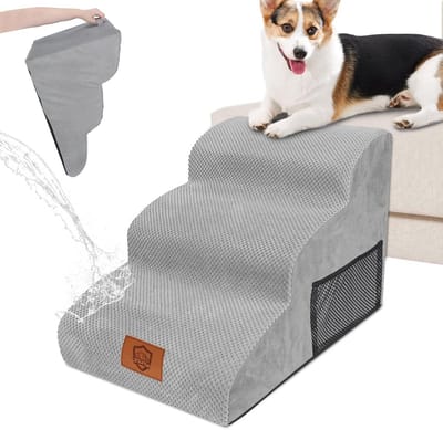 Hondentrap met 3 Treden voor Kleine Honden en Katten – Antislip en Wasbaar