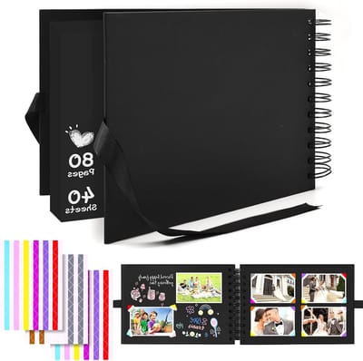 Scrapbook Fotoalbum 21.5 x 15 cm, DIY Fotoalbum met 80 Pagina's, Robuust Foto Boek voor Baby, Verjaardag en Trouwerij met 108 Fotohoeken