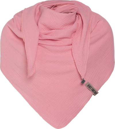 Knit Factory Liv Gebreide Omslagdoek - Driehoek Sjaal Dames - Katoenen sjaal - Zomersjaal - Luchtig en zacht - Zomer stola - Roze - Duurzaam - 190x85 cm - 100% Biologisch katoen