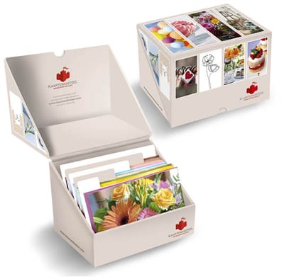 Kaartenkasteel Supersortering Wenskaarten Box Beige – 45 Stijlvolle Dubbele Kaarten met Gekleurde Enveloppen – Stevig & Perfect voor Elke Gelegenheid: Felicitaties, Geboorte, Condoleance en Meer!