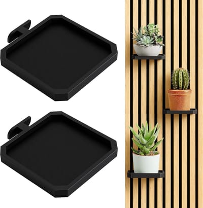 2 stuks - Plank - Geluidsabsorberende plantenbak - 10,8 cm - Geluidsisolerende wandplantenhouder - Vierkant - Geen boren nodig - Hangende potplanten - Geschikt voor planten/bloemen - Decoratief gebruik - Zwart