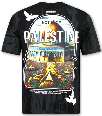 Palestine Oversized Heren T shirt - Heren Tshirt met Opdruk - 185- Zwart