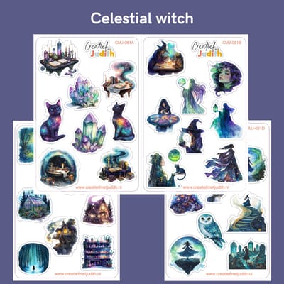 Bullet Journal Stickers - Planner Agenda Stickers - Celestial witch stickers - 4 stickervellen - Heksen - Scrapbook stickers - Deco stickers - crystal stickers - volwassenen en kinderen