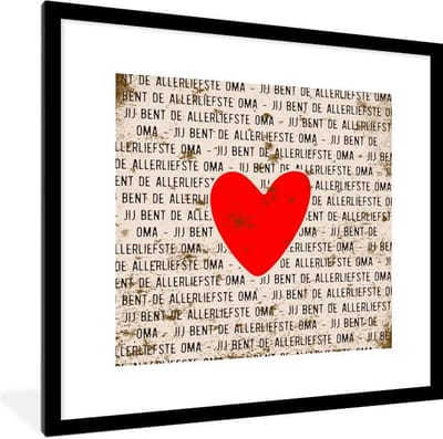 Fotolijst inclusief poster - Posterlijst 40x40 cm - Posters - Spreuken - Quotes - Jij bent de allerliefste oma - Oma - Foto in lijst decoratie - Cadeau voor moeder - Moederdag cadeautje