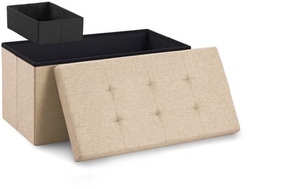Blumtal Zitbank met Opbergruimte - 76x38x38cm - Hocker met opbergruimte - Beige - met 1 doos