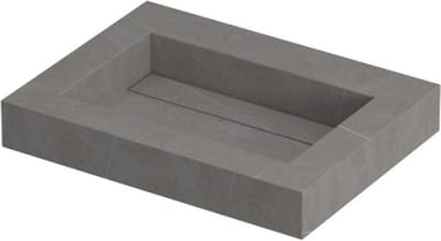 INK Pitch wastafel in keramische slab met drain en front en side skirts zonder kraangat 60x45x9cm, armani grey mat