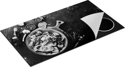Chefcare Inductie Beschermer Salade met Groentes - Zwart Wit - 95x50 cm - Afdekplaat Inductie - Kookplaat Beschermer - Inductie Mat