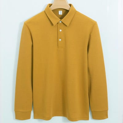 300g Katoen Air Layer Poloshirt Heren Shirt met Lange Mouwen Kragen Heren en Dames Verdikt Xinjiang Katoen Shirt Poloshirt Heren XXXXL orange