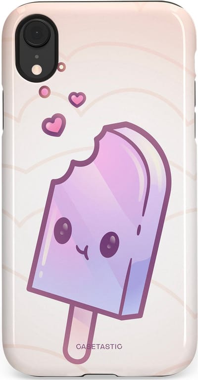 Casetastic Hoesje Geschikt voor Apple iPhone Xr - Stijlvolle Beschermende Duo-layer Case - Zacht Paars IJs