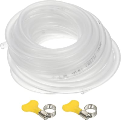 Flexibele heldere PVC vinylslang 3/16" ID x 1/4" OD met 2 slangklemmen, 5 meter voor aquarium en industrieel gebruik