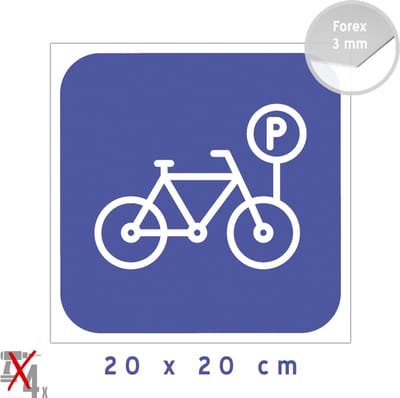 Pictogram/ bord | Fietsenparking | 20 x 20 cm | Zonder taal | Fietsenstalling | Fietsers | Parkeerplaats | Stalling | Steps | E-bikes | Kunststof | 1 stuk