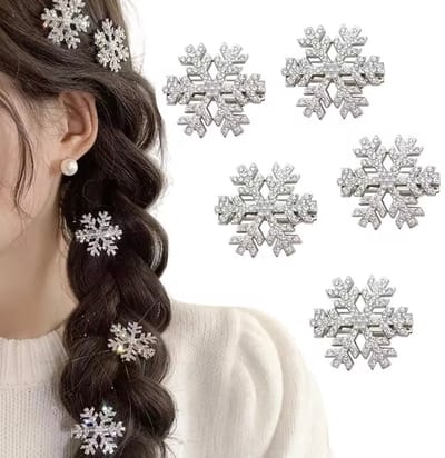 Sneeuwvlok haarclip - 5 stuks - strass - kerst haar accessoires
