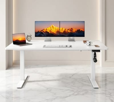 Ergonomisch Elektrisch Verstelbaar Bureau 150x60 cm – Staand & Zittend Werkblad, Wit – Hoogte Instelbaar 71-119 cm, Stil & Robuust, Ideaal voor Thuiswerk en Kantoor House&Garden