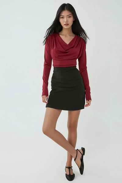 Shawl Kraag Schoudergevoerde Blouse