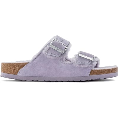 Suède en leer en schapenwol sandalen dames Birkenstock Arizona