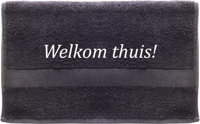 Handdoek - Welkom Thuis - 100x50cm - Grijs