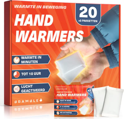 Bramble – 40 Handwarmers (20 Pakken) – Zelfverwarmende Zakwarmers – 8 Uur Warmte – Voor Handschoenen, Outdoor & Sport
