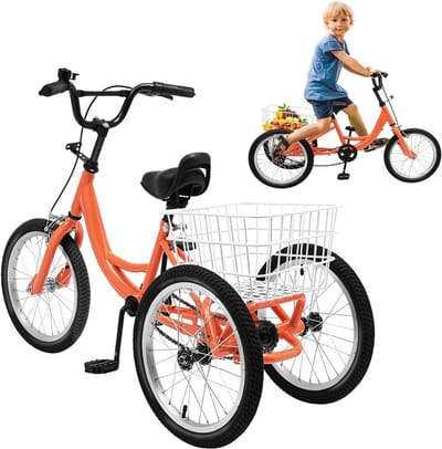 Kinder driewieler - Driewieler fiets - Buiten spelen - Robuuste koolstofstaal - 16 inch - Lichtoranje